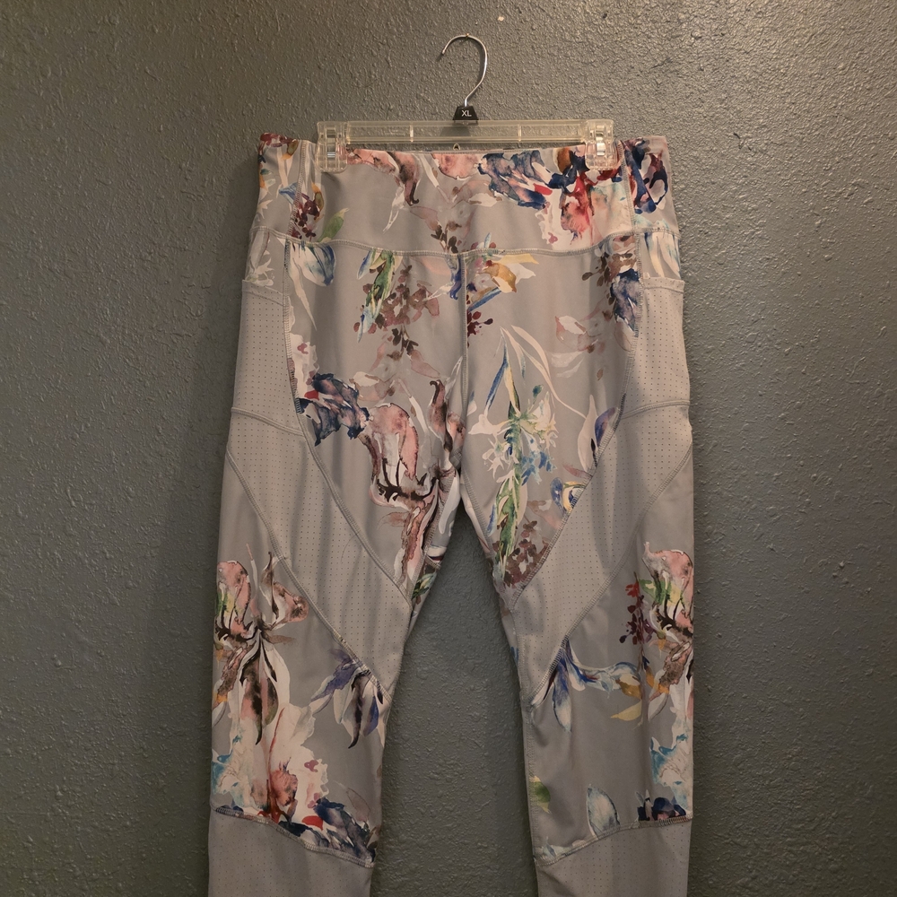 Floral Print Gray Workout Leggings